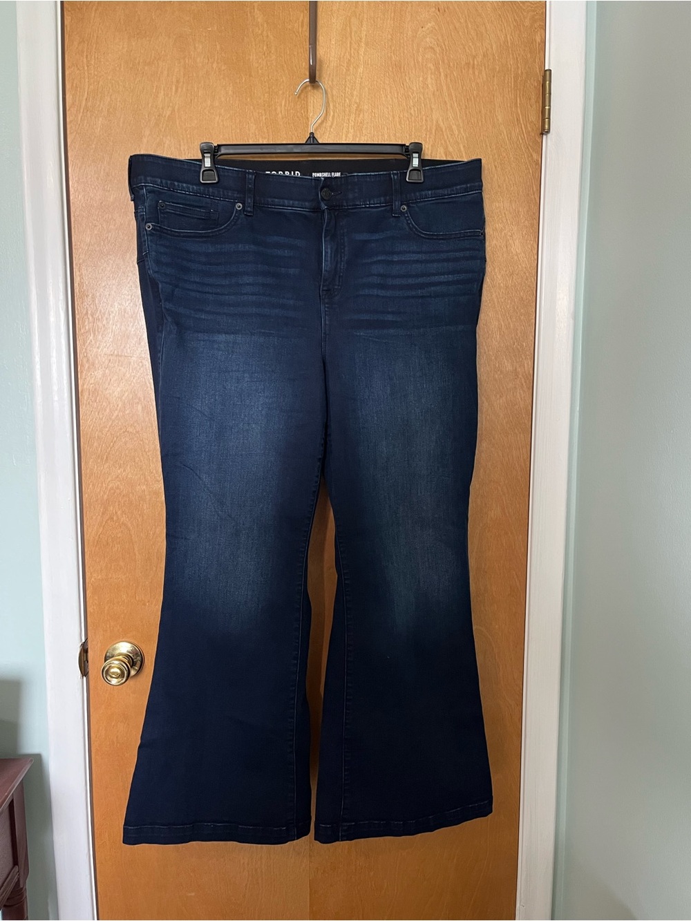 Torrid Dark-Wash High-Rise Plus-Size Bombshell Flare Super Soft Jeans | Size 24R